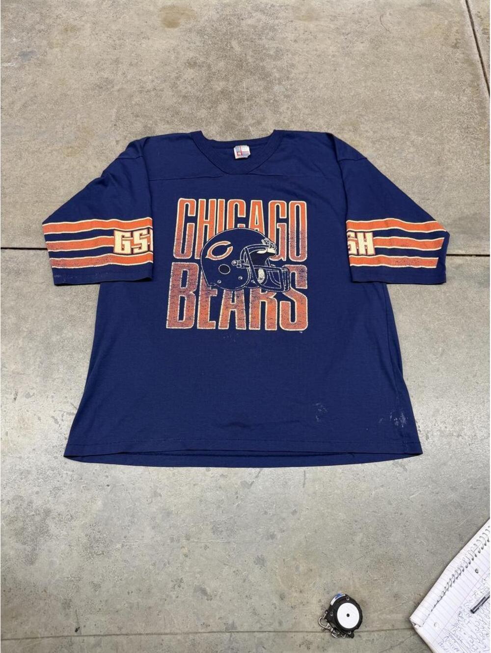 vintage chicago bears made in usa faded navy shirt size xxl
